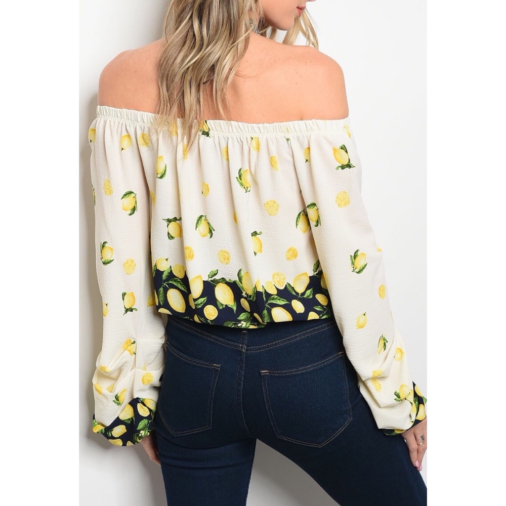 Last 1 Large! Lemon 🍋 Off the Shoulder Blouse - Picture 2 of 2